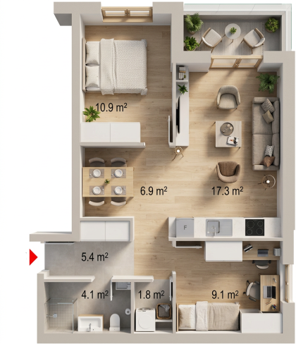 3D render stana S-05 (Lamela 3)